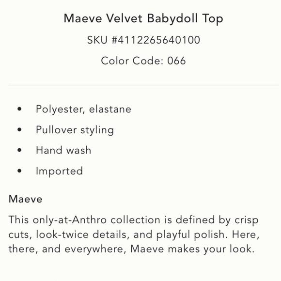 Anthropologie Maeve Velvet Pink Plaid Babydoll Top NEW - Picture 8 of 8